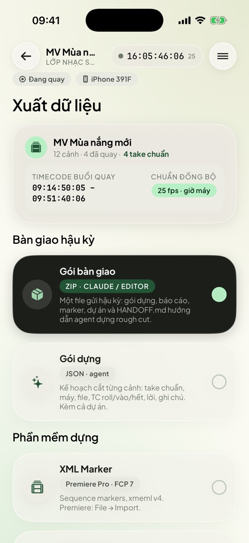 ShotBook – Xuất dữ liệu hậu kỳ